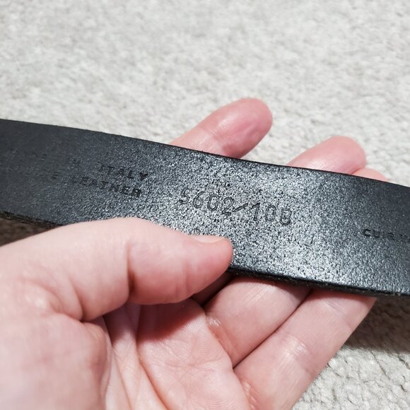 HUGO BOSS & ALLEN EDMONDS Italian Genuine Leather Belt Black Silver Men's 36 - Picture 7 of 10